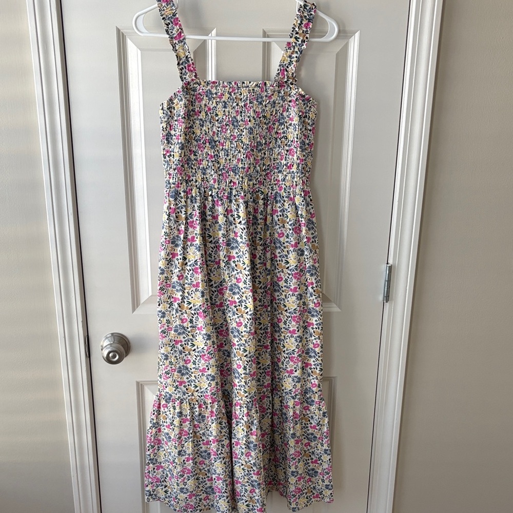 GAP Spring Floral Midi Dress with Smocked Top
